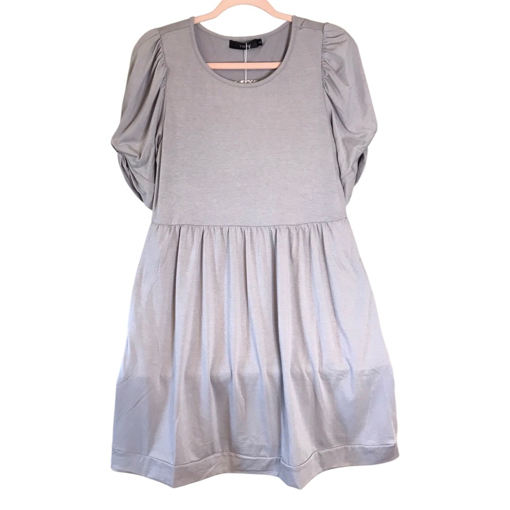 NWT Yiblock Dress Womens Small Gray Babydoll Pockets Grunge Skater